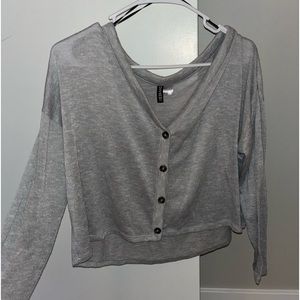 Gray Long Sleeve Top
